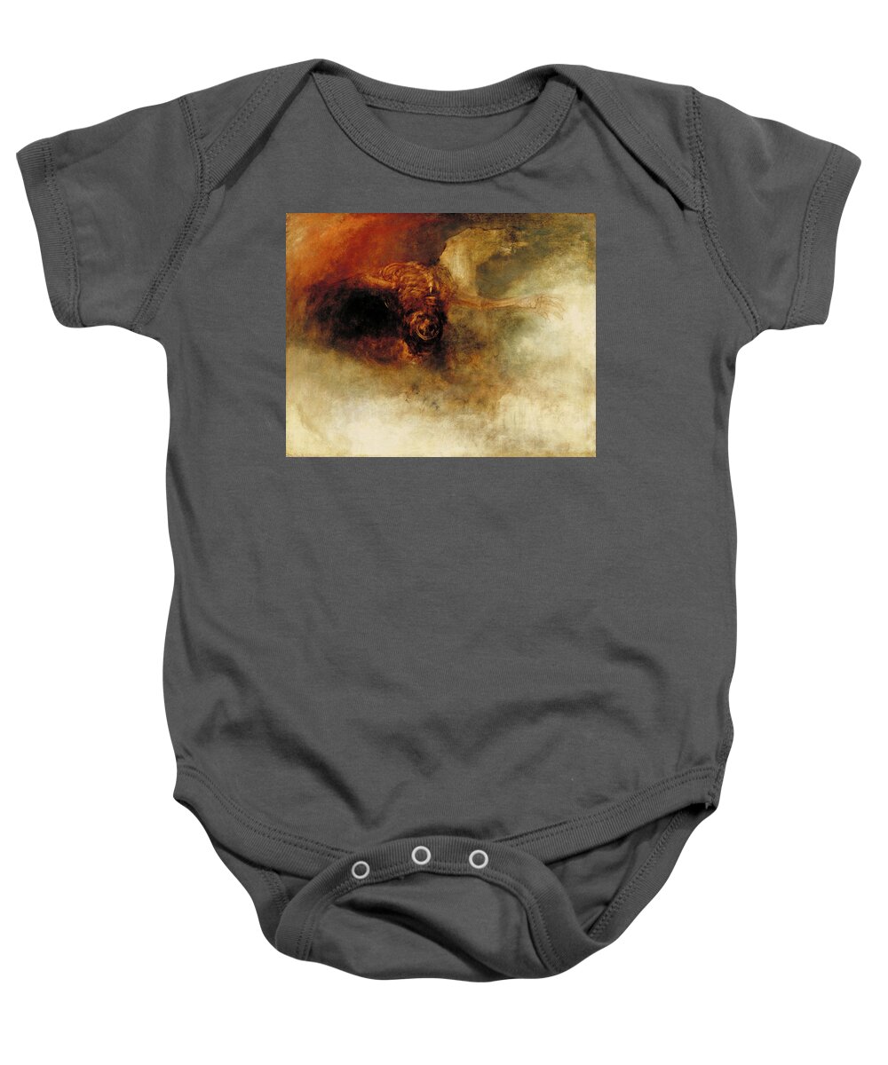Joseph Mallord William Turner Baby Onesie featuring the painting Death on a Pale Horse by Joseph Mallord William Turner