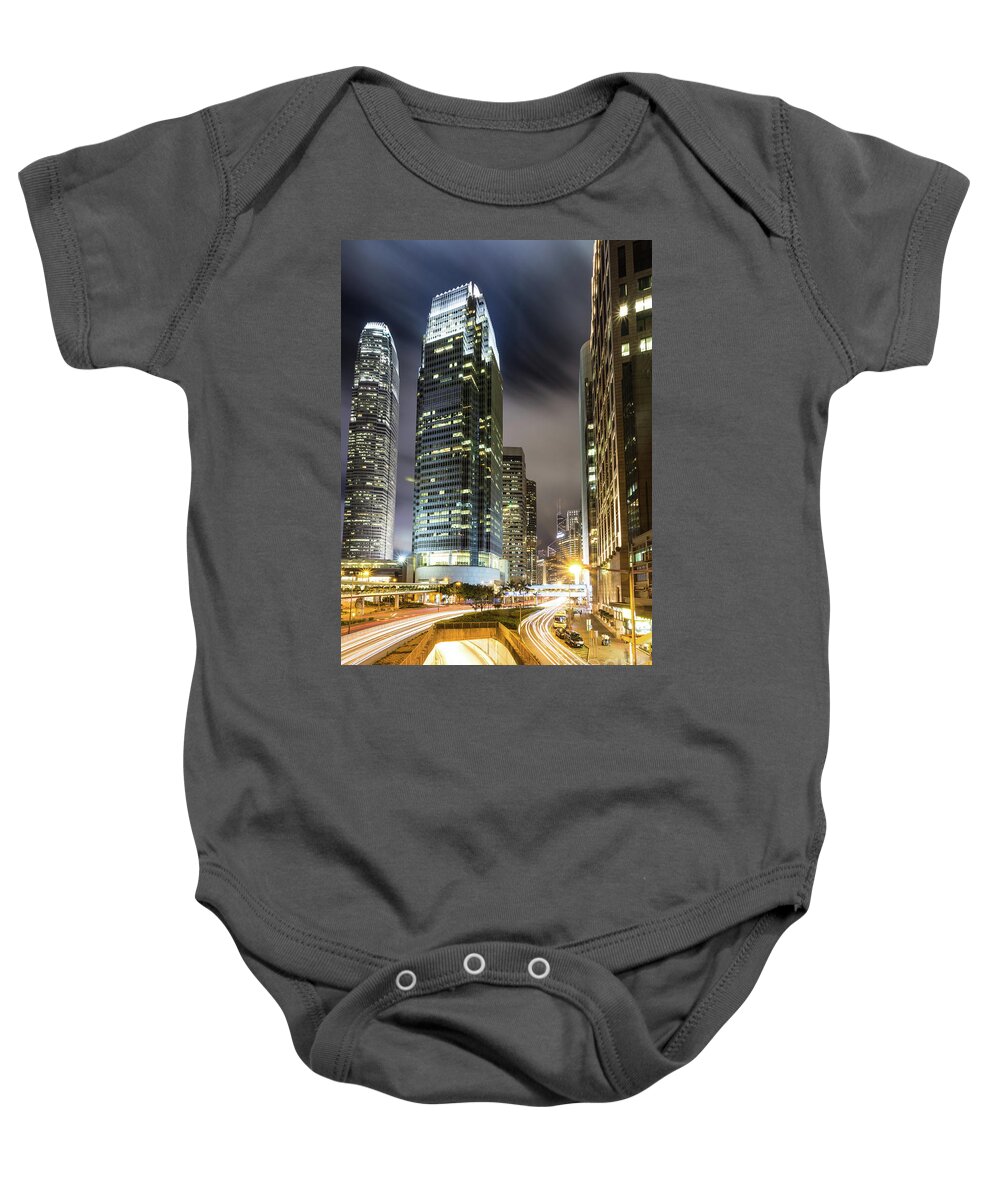 Central District - Hong Kong Baby Onesie featuring the photograph Hong Kong night rush #20 by Didier Marti