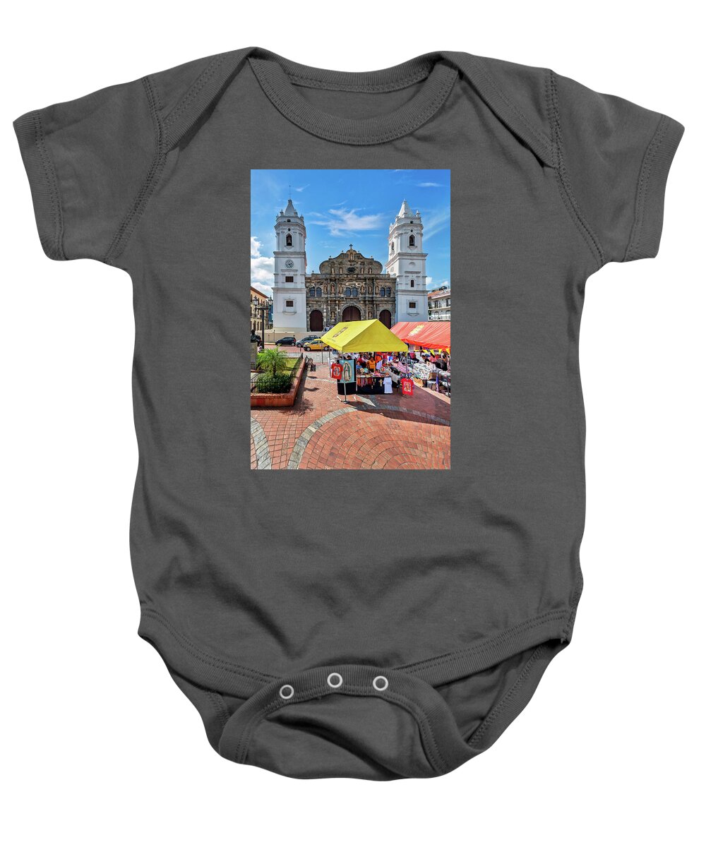 Estock Baby Onesie featuring the digital art Cathedral, Panama City, Panama #3 by Lumiere