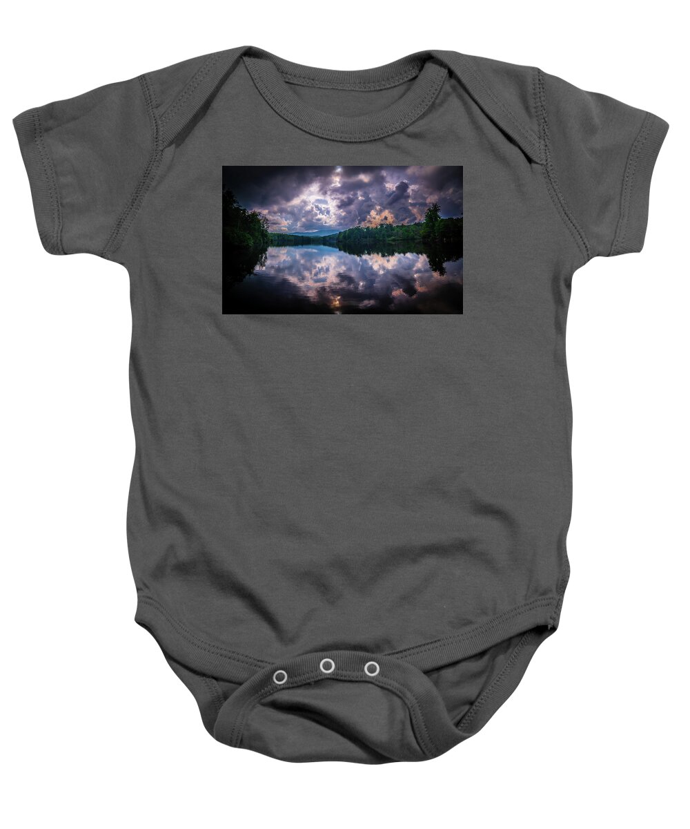 Blue Baby Onesie featuring the photograph Julian Price Lake, along the Blue Ridge Parkway in North Carolin #5 by Alex Grichenko