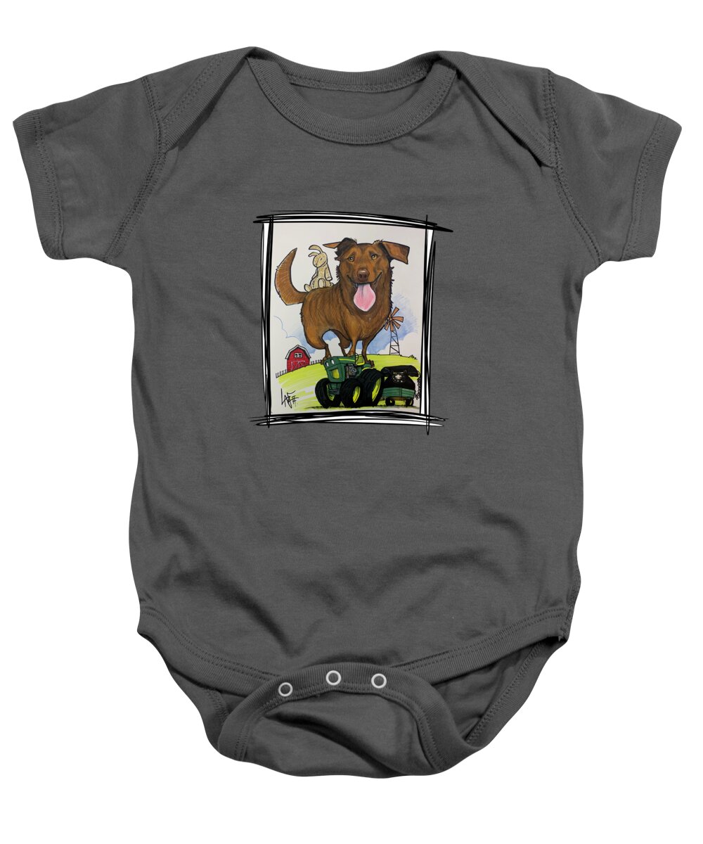 Bentson Baby Onesie featuring the drawing 5267 Bentson by Canine Caricatures By John LaFree