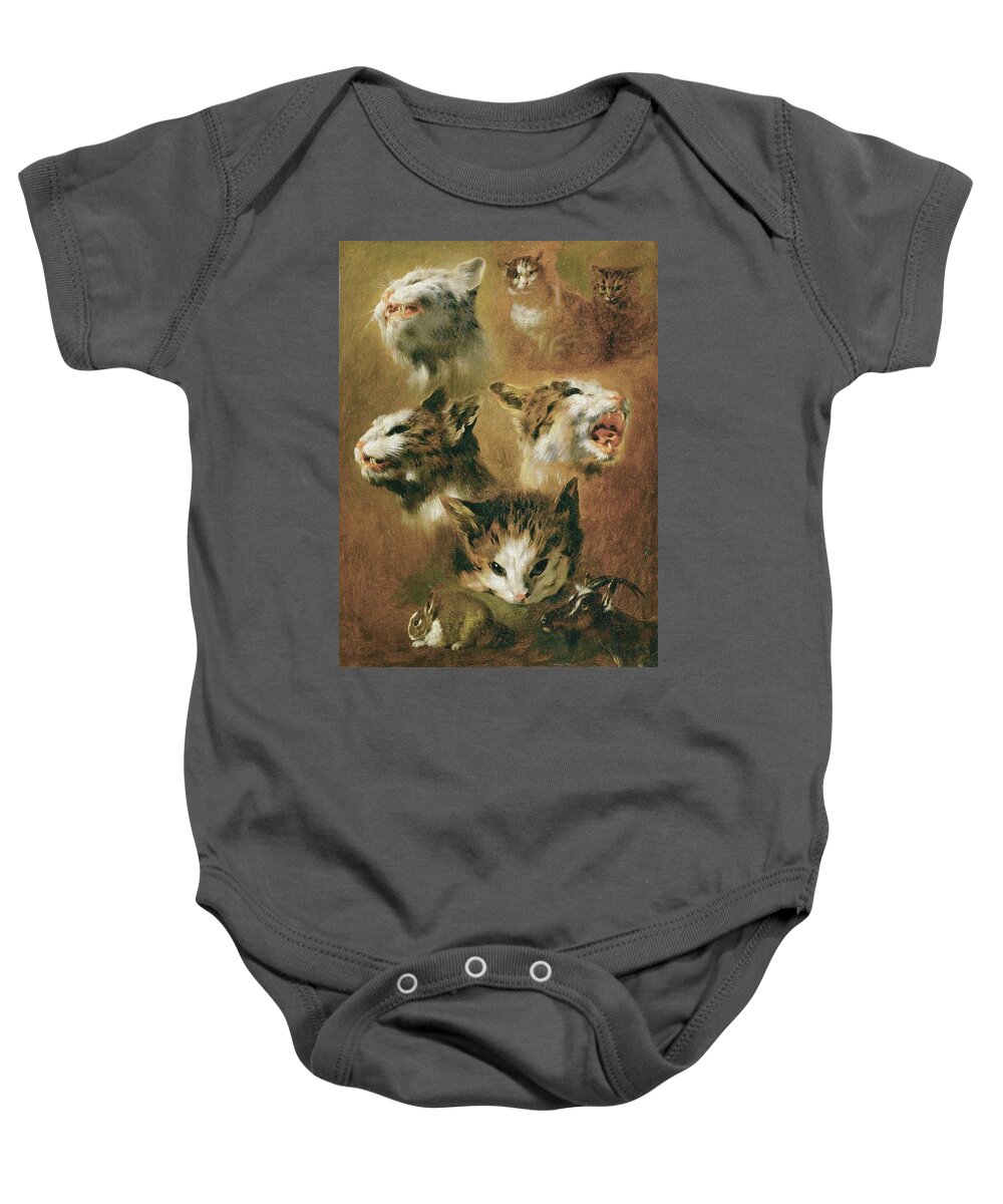 Pieter Boel Baby Onesie featuring the painting Pieter Boel moved to Paris in order to paint the animals in the newly established zoo of Louis XIV. #7 by Pieter Boel -1622-1674-