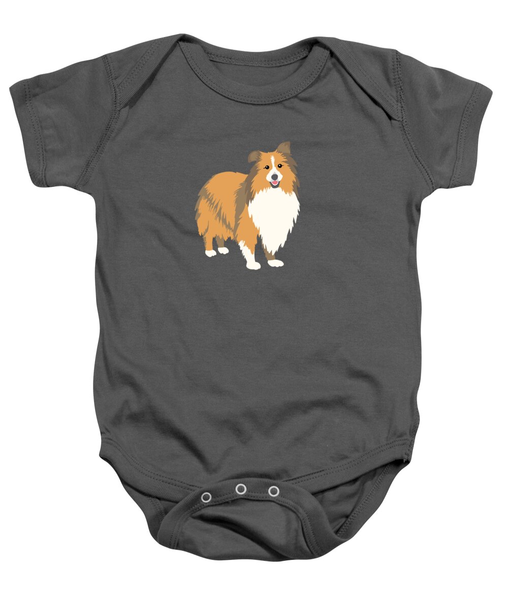 Painting Baby Onesie featuring the painting A Happy Home Has A Sheltie A Shetland Sheepdog by Little Bunny Sunshine