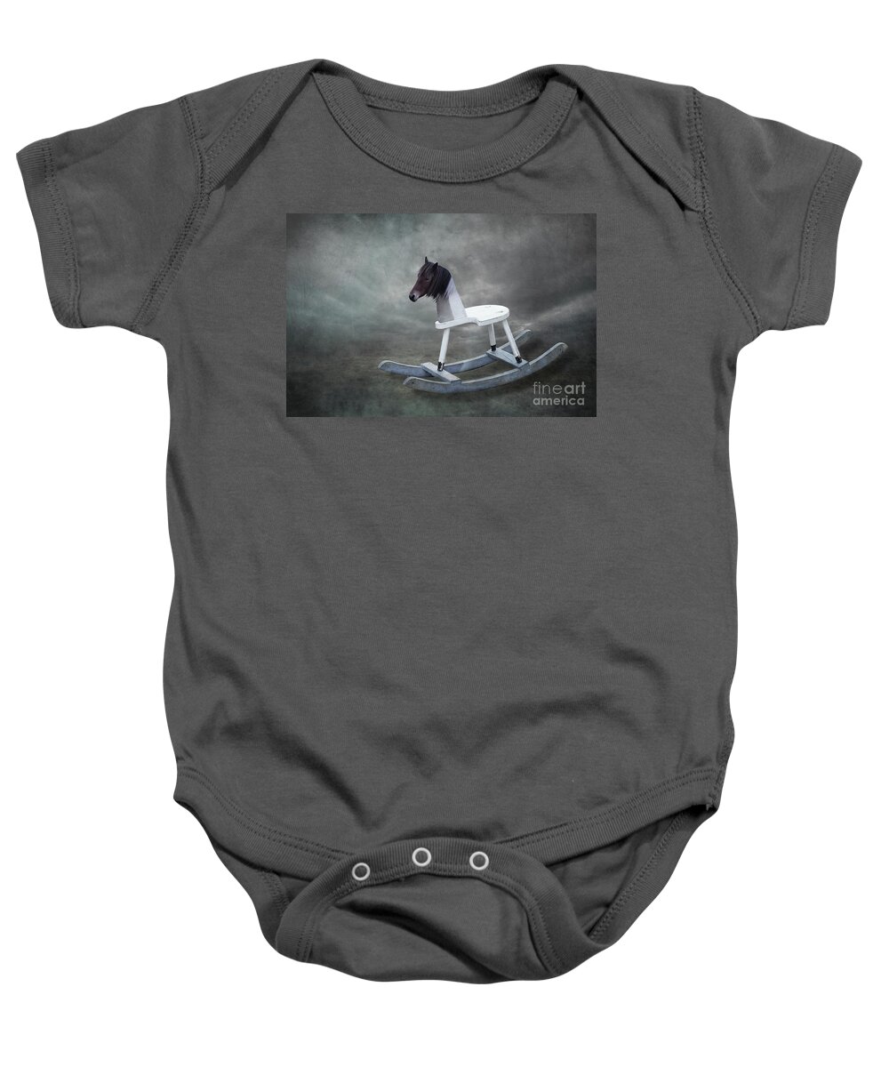 Antique; Childhood Memories; Concept; Fun; Horizontal Baby Onesie featuring the photograph A Horse of Course by Juli Scalzi