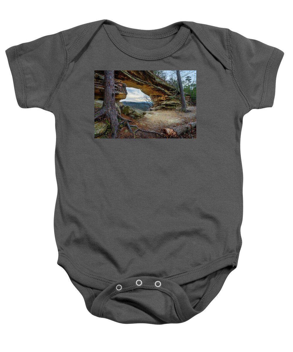 Double Arch Baby Onesie featuring the photograph A Portal Through Time by Michael Scott