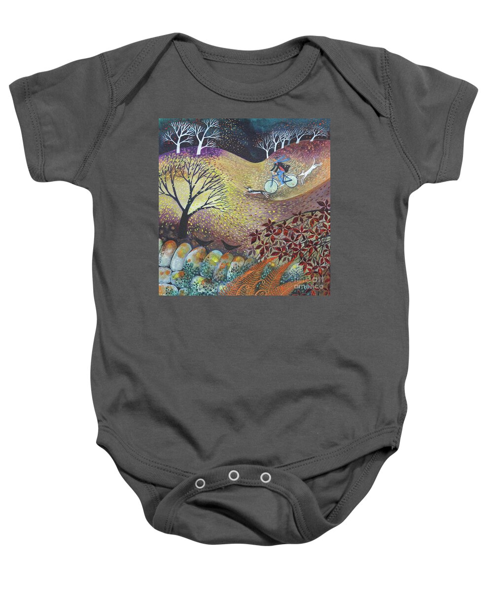 Wind Baby Onesie featuring the painting A windy day by Lisa Graa Jensen