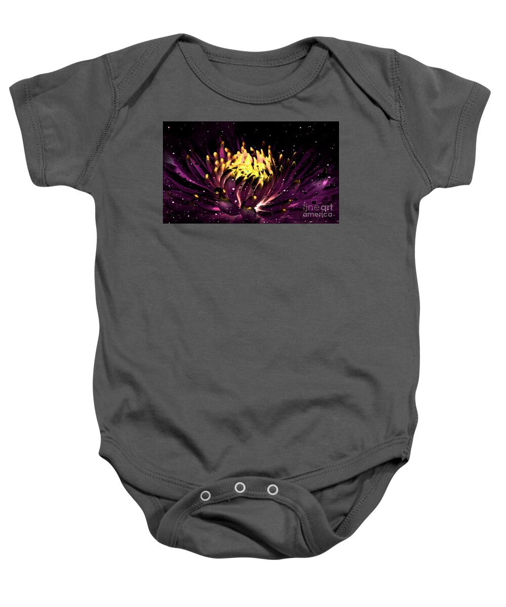 Abstract Baby Onesie featuring the photograph Abstract Digital Dahlia Floral Cosmos 891 by Ricardos Creations