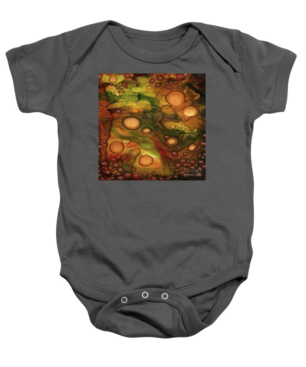 Abstract Baby Onesie featuring the painting Abstract Ink 25 by Amy E Fraser