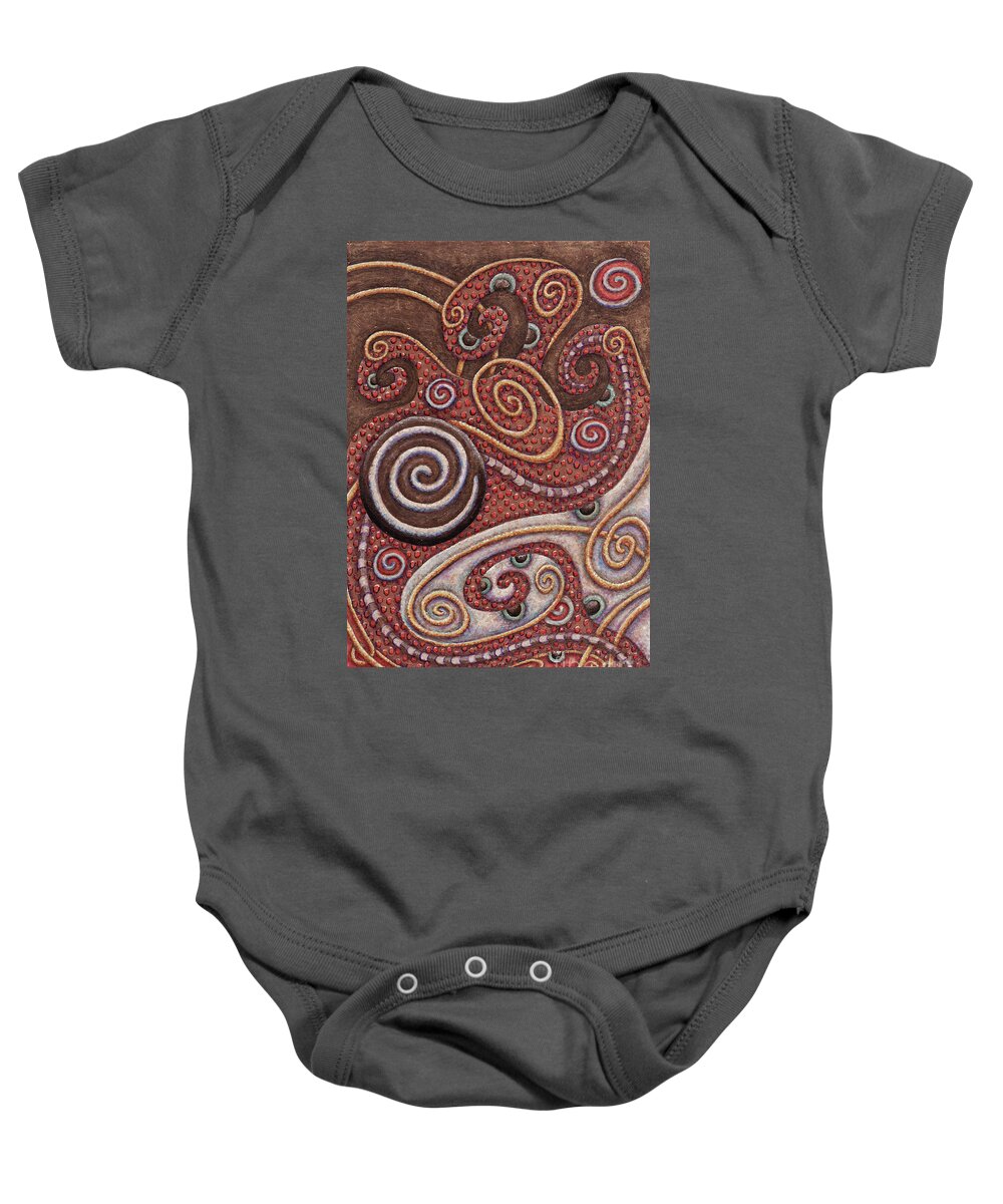Whimsical Baby Onesie featuring the painting Abstract Spiral 6 by Amy E Fraser