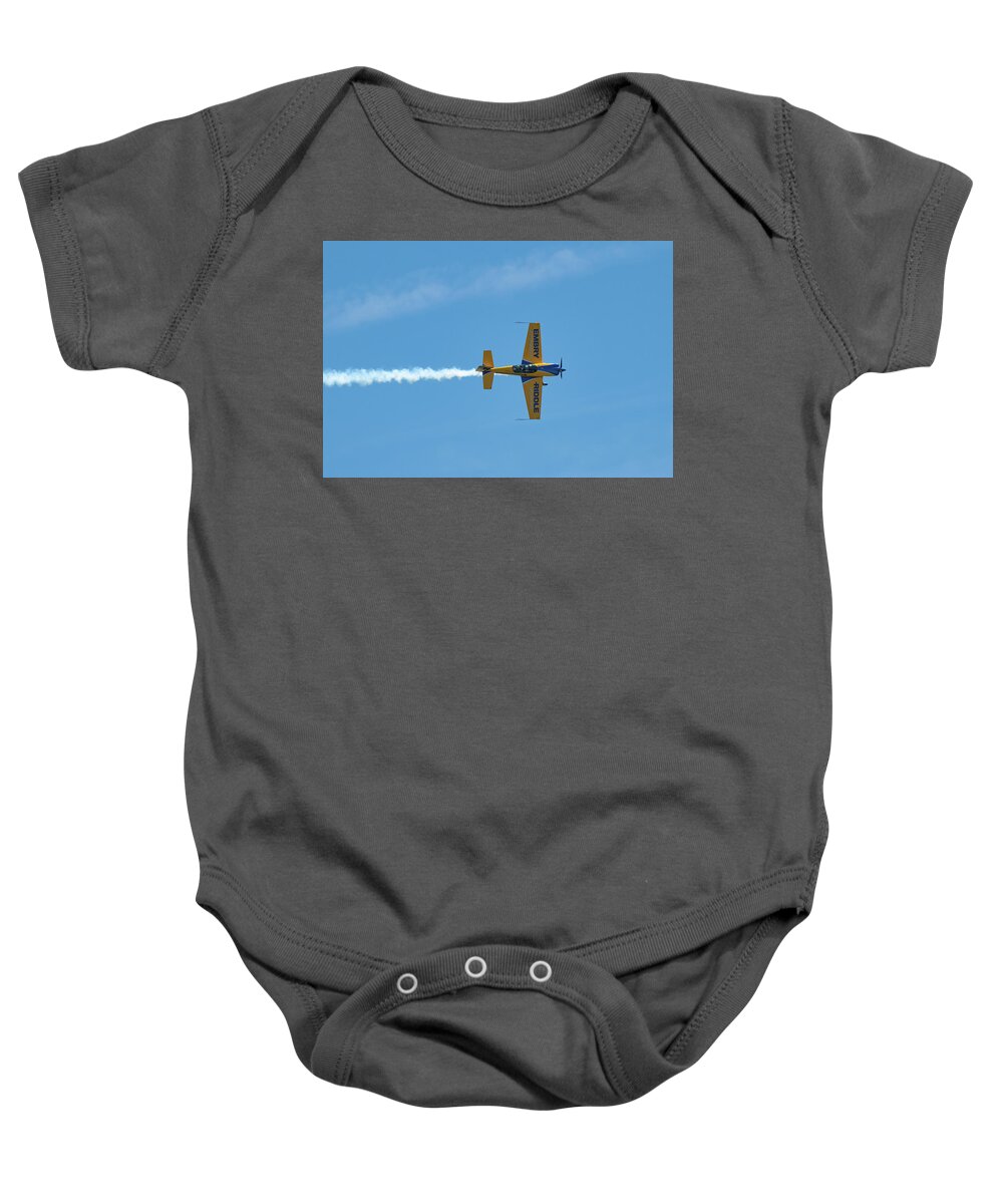 Matt Chapman Baby Onesie featuring the photograph Aerobatic Monoplane by Rose Guinther