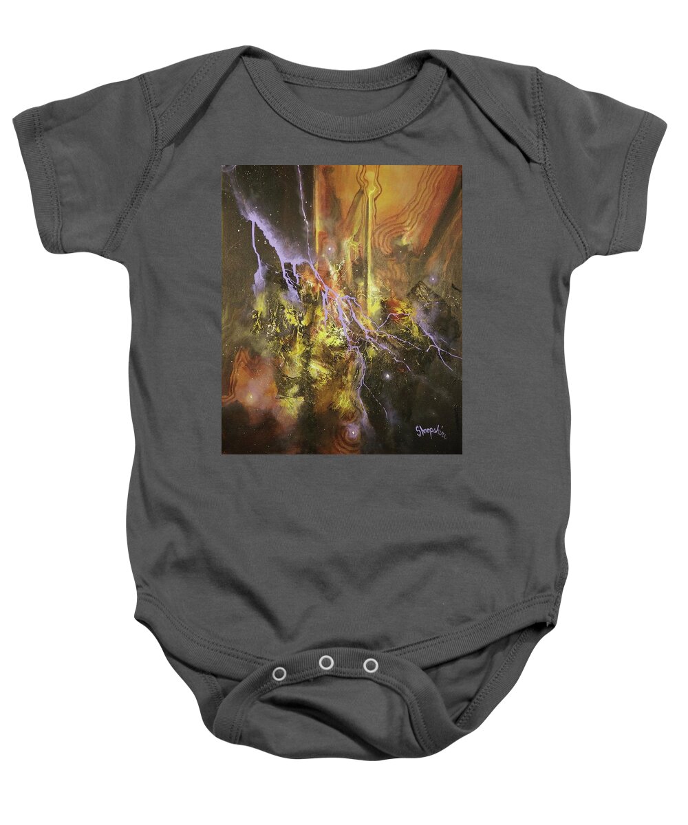 Abstract Baby Onesie featuring the painting Against the Grain by Tom Shropshire