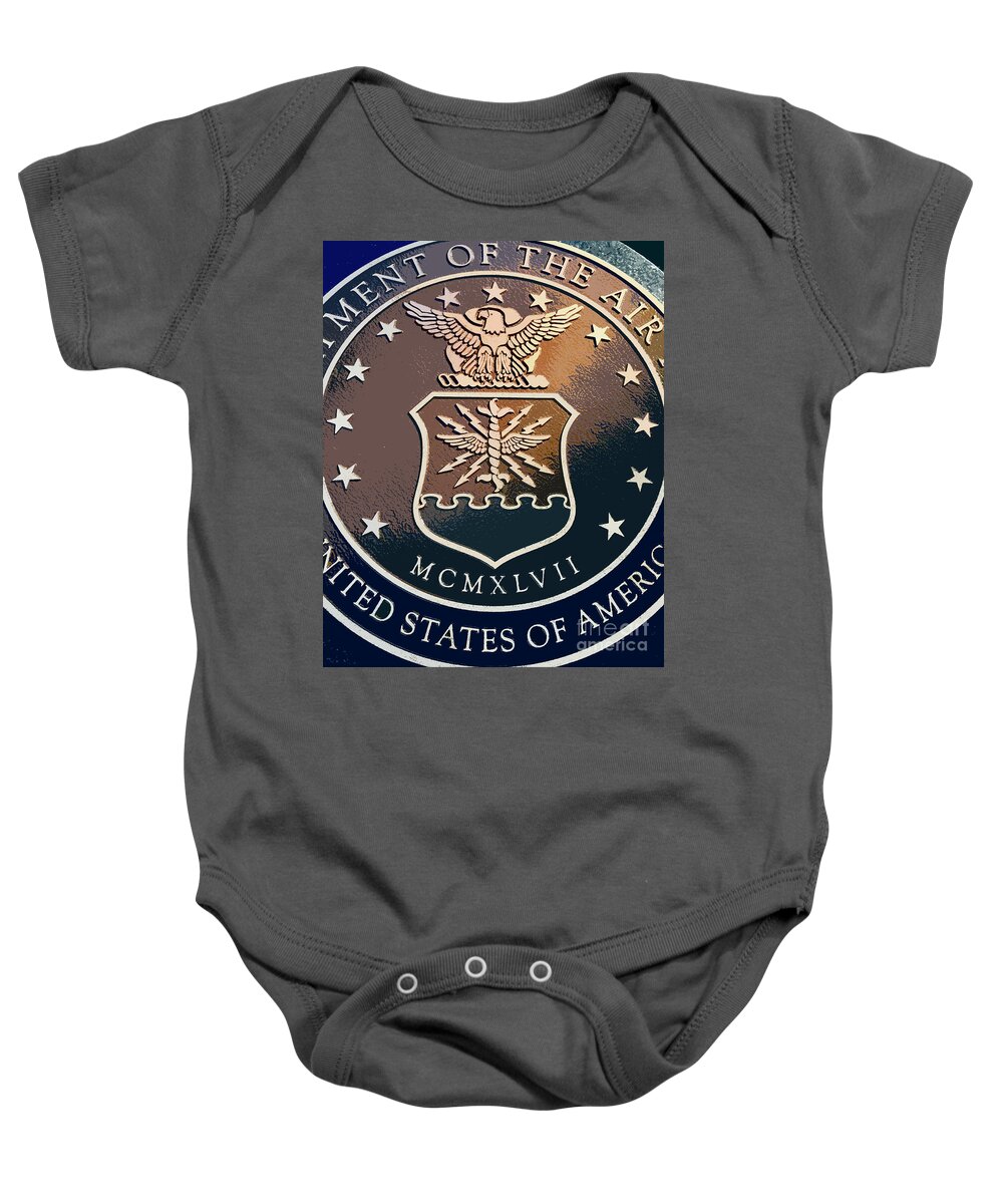 Military Baby Onesie featuring the photograph Air Force Emblem by Alan Metzger