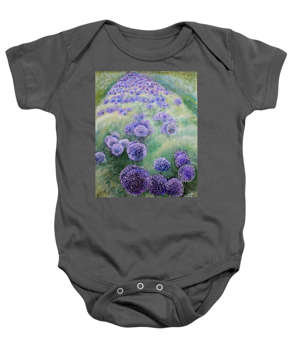 Landscape Baby Onesie featuring the painting Alley of Allium        by Lyric Lucas