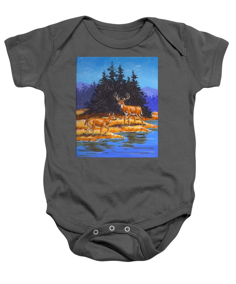 White-tail Baby Onesie featuring the painting Alpine Refuge Sketch by Richard De Wolfe