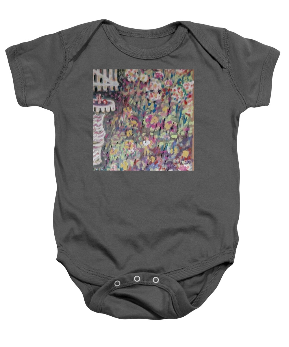 Flowers Baby Onesie featuring the painting An abundance of flowers in a garden by Sam Shaker