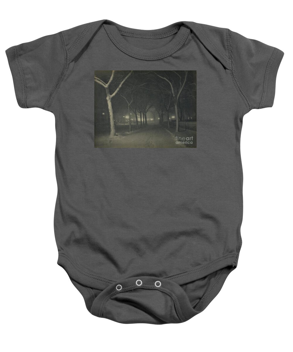 City Baby Onesie featuring the photograph An Icy Night, New York, 1898 by Alfred Stieglitz