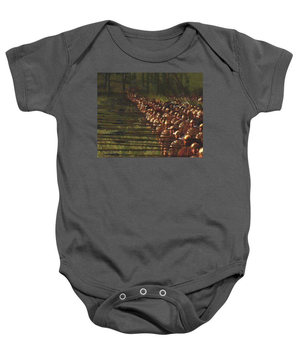 Spartan Warrior Baby Onesie featuring the painting Ancient Greek Army - 07 by AM FineArtPrints