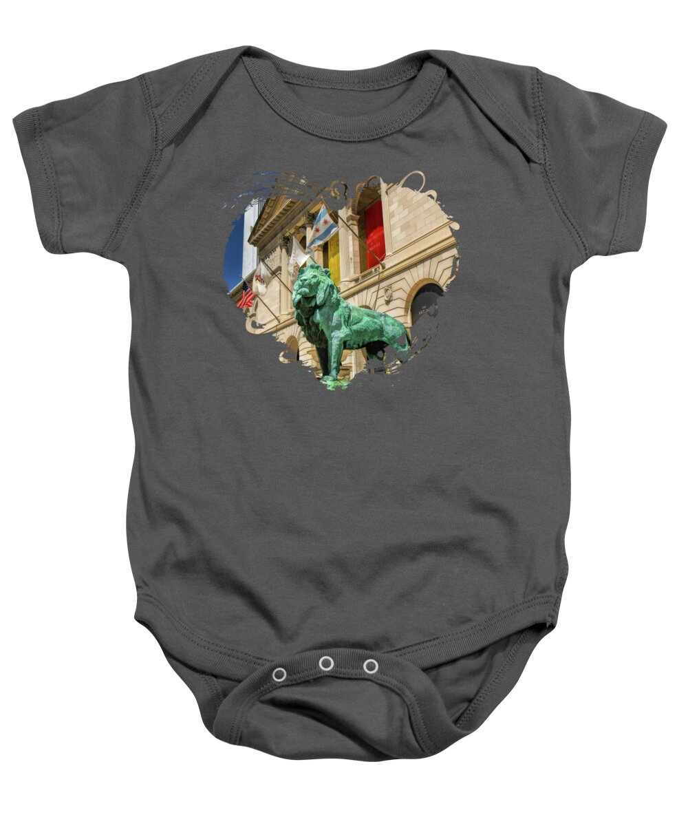 Chicago Baby Onesie featuring the painting Art Institute in Chicago by Christopher Arndt