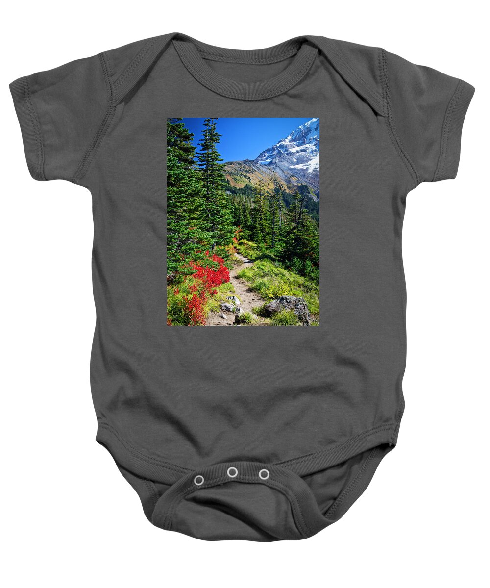Mt Hood Baby Onesie featuring the photograph Autum Hiking near Mt. Hood by Bruce Block