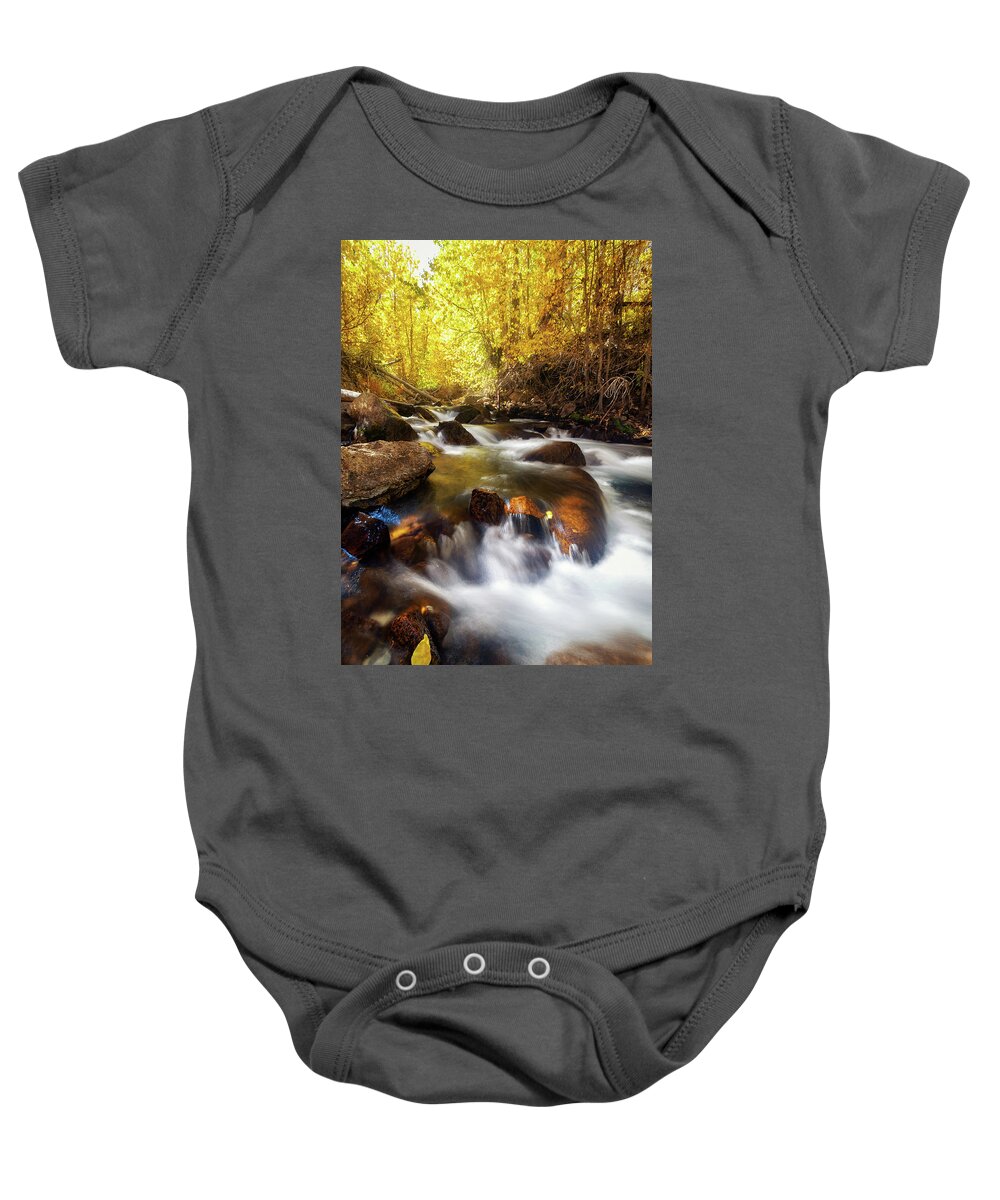 Bishop Creek Baby Onesie featuring the photograph Autumn Creek by Tassanee Angiolillo