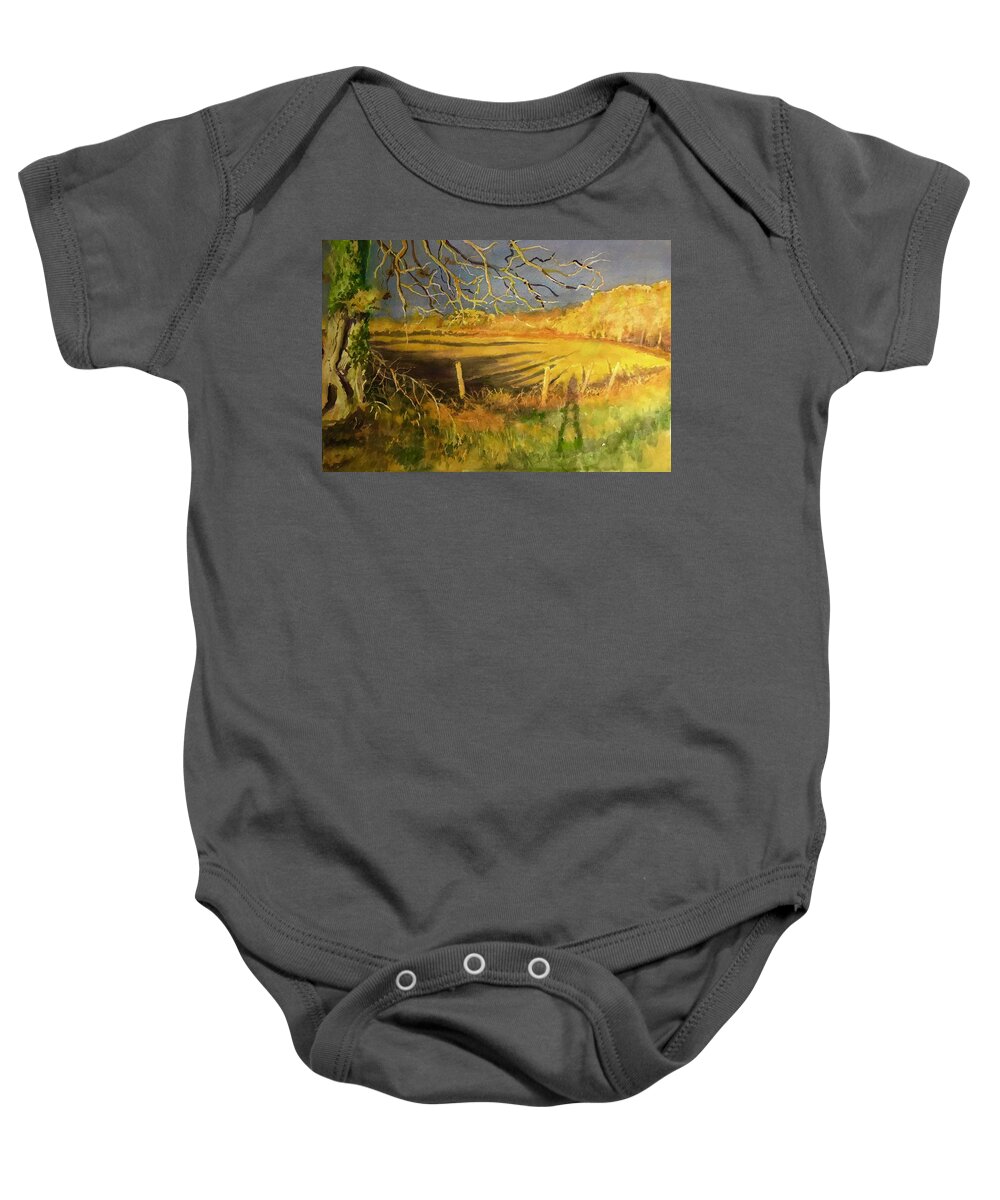 Aautumn Baby Onesie featuring the painting Autumn Field by Carolyn Epperly