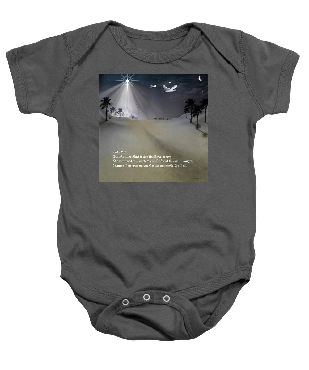 2d Baby Onesie featuring the digital art Away In A Manger by Brian Wallace