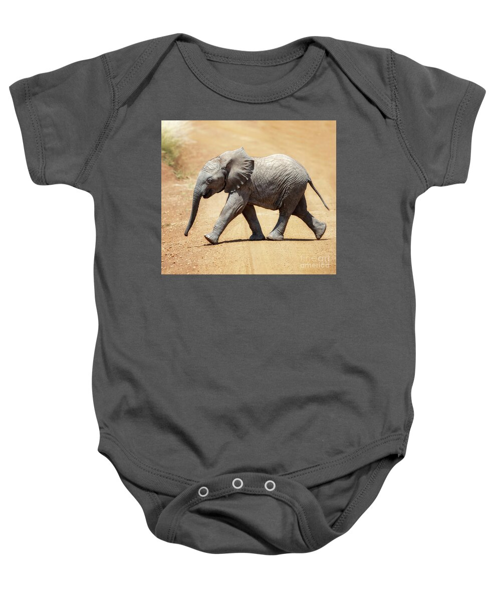Baby Baby Onesie featuring the photograph Baby African elephant by Jane Rix