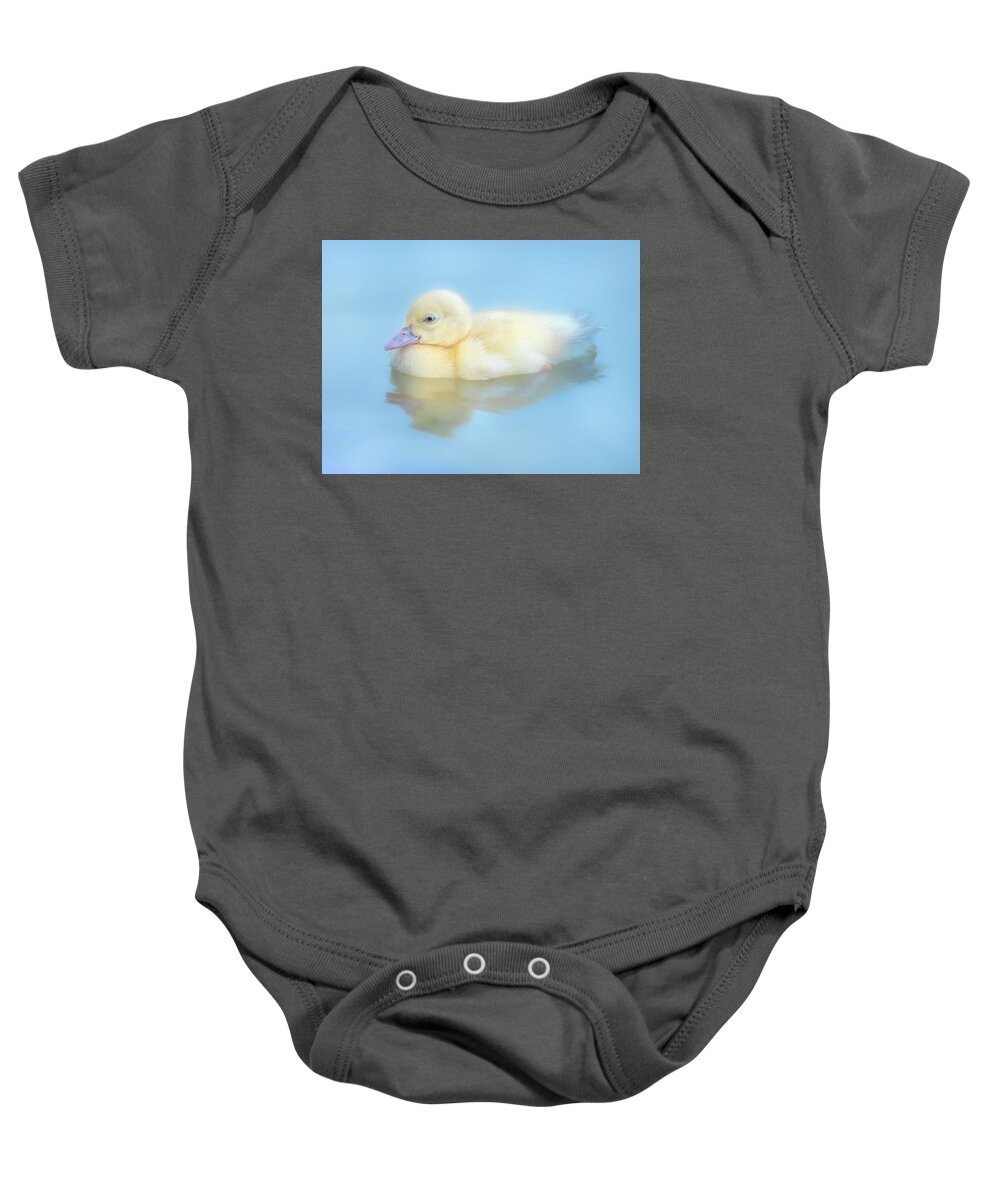 Duck Baby Onesie featuring the photograph Baby Duck by Jordan Hill