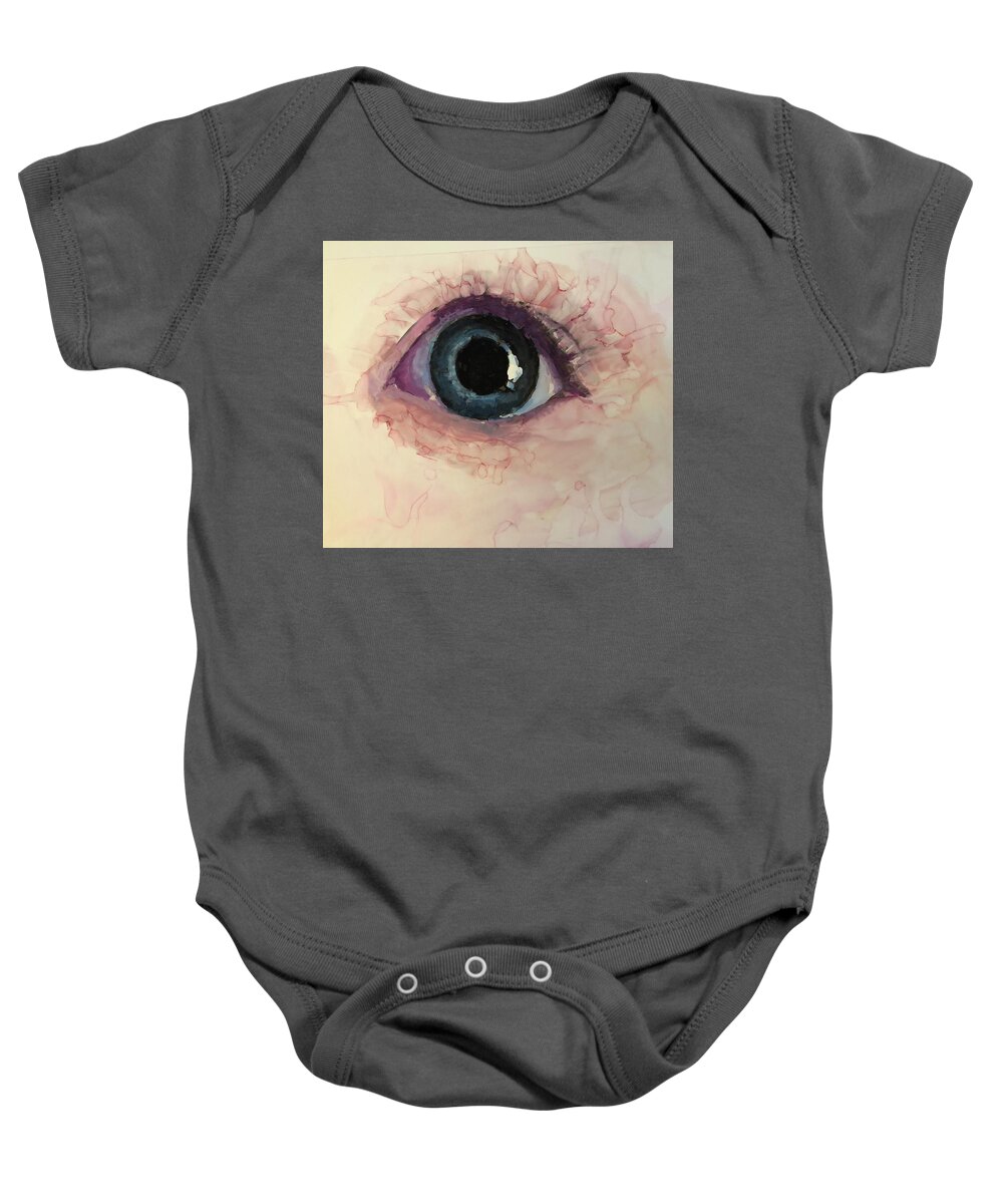 Baby Baby Onesie featuring the painting Baby Eye by Christy Sawyer