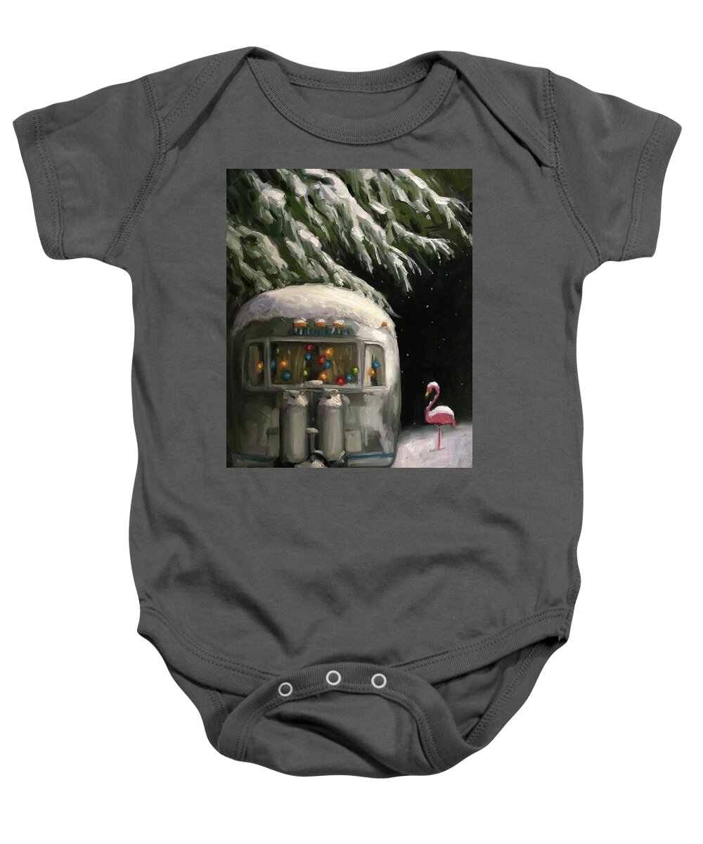 Airstream Baby Onesie featuring the painting Baby, it's Cold Outside by Elizabeth Jose