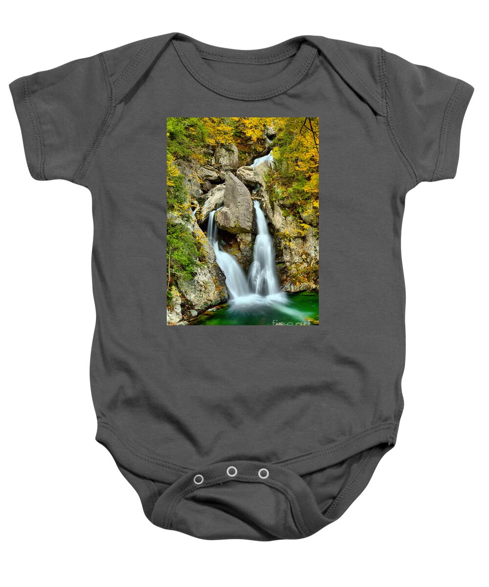 Bash Bish Falls Baby Onesie featuring the photograph Bash Bish Falls Emerald Pool by Adam Jewell