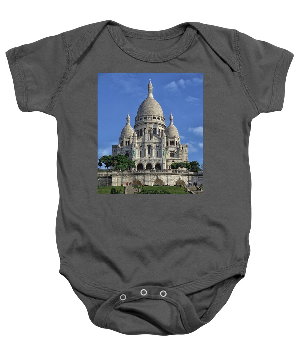 Basilica Baby Onesie featuring the photograph Basilica of the Sacre-Coeur by Dave Mills