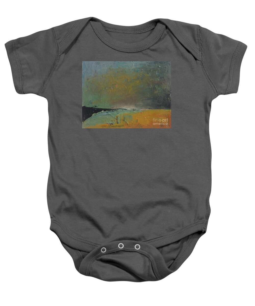 Storm Baby Onesie featuring the painting Beach Storm by Vesna Antic