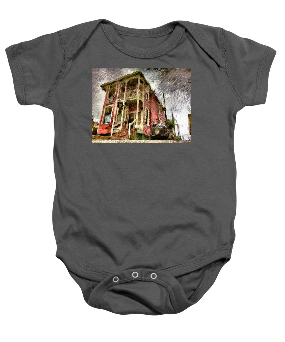 Architecture Baby Onesie featuring the photograph Black Cow by GW Mireles