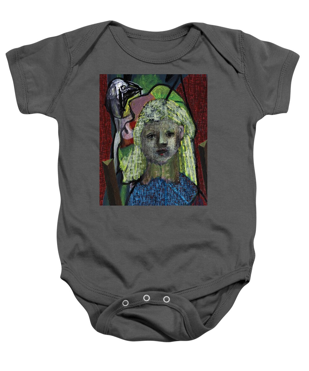 Blonde Baby Onesie featuring the painting Blonde girl by Edgeworth Johnstone