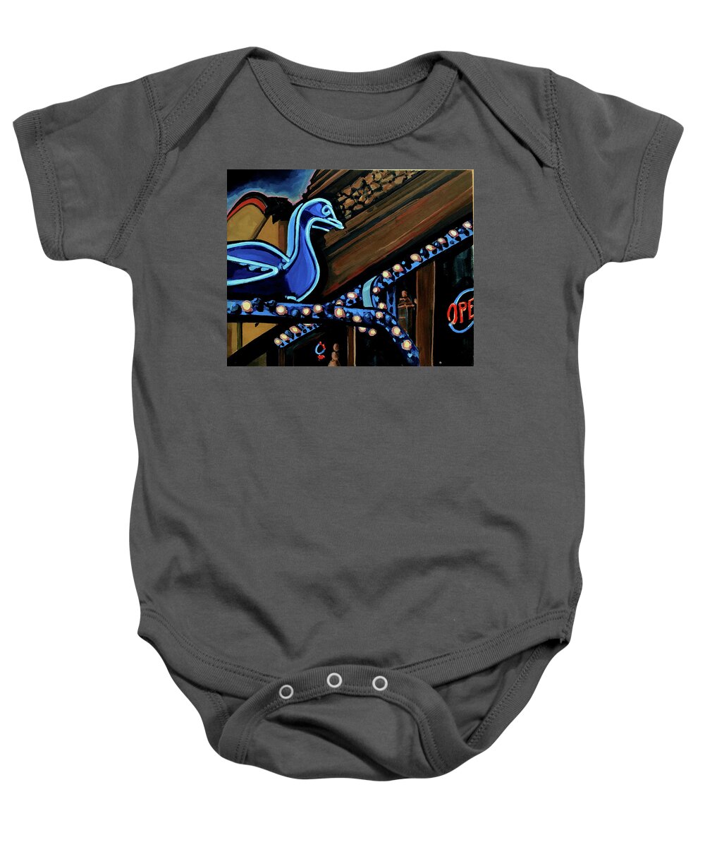 Blue Goose Baby Onesie featuring the painting Blue Goose by Les Herman