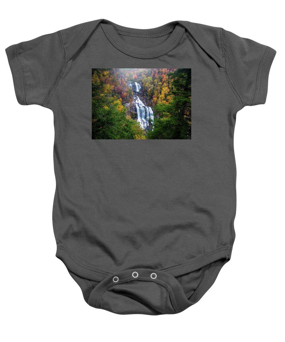Landscape Baby Onesie featuring the photograph Blue Ridge Mountains Asheville NC Whitewater Falls Autumn Scenic by Robert Stephens