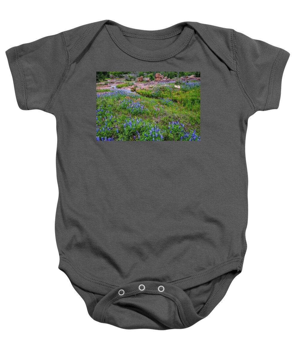 Texas Wildflowers Baby Onesie featuring the photograph Bluebonnet Stream by Johnny Boyd
