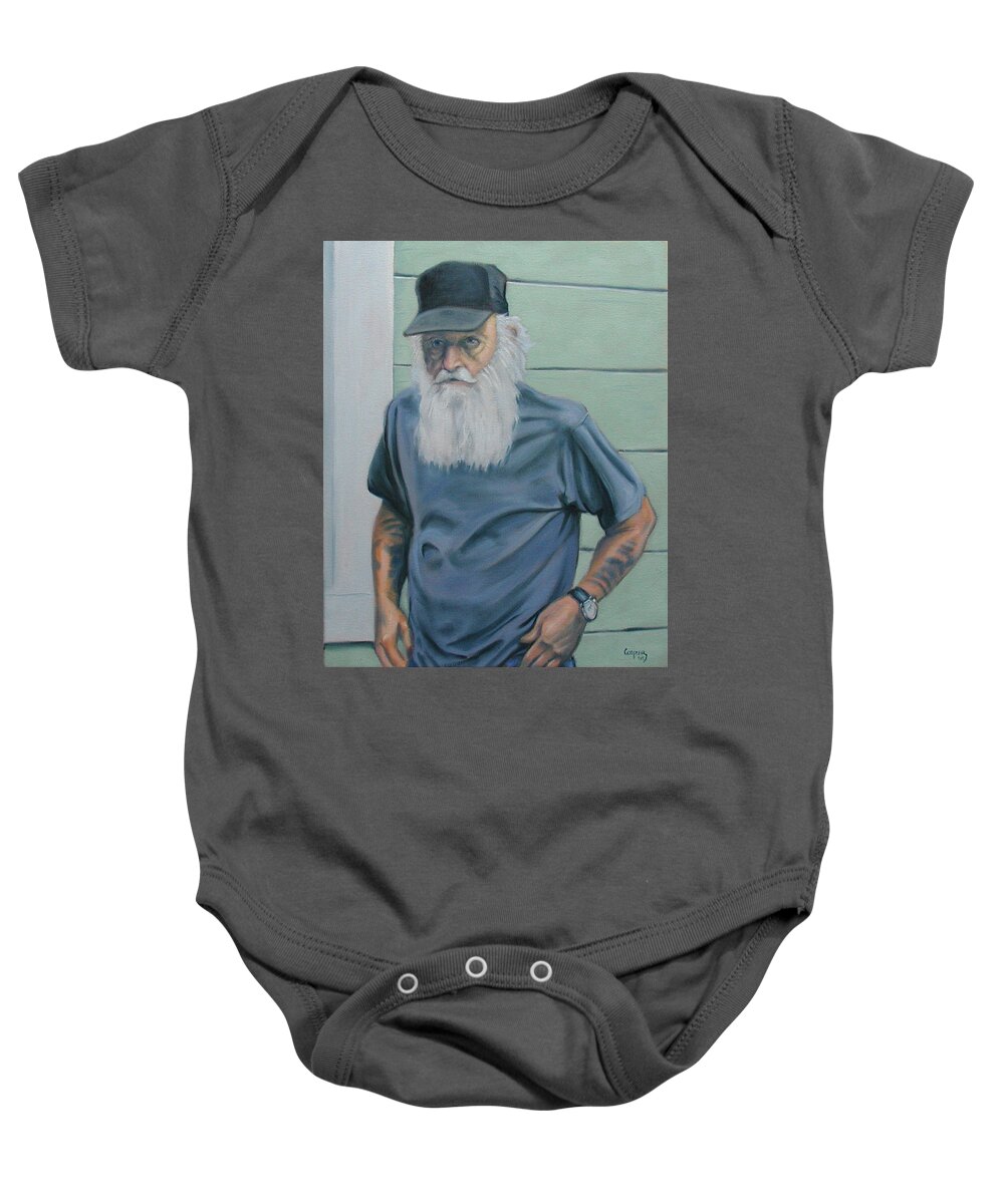 Portrait Baby Onesie featuring the painting Bob Berry by Todd Cooper
