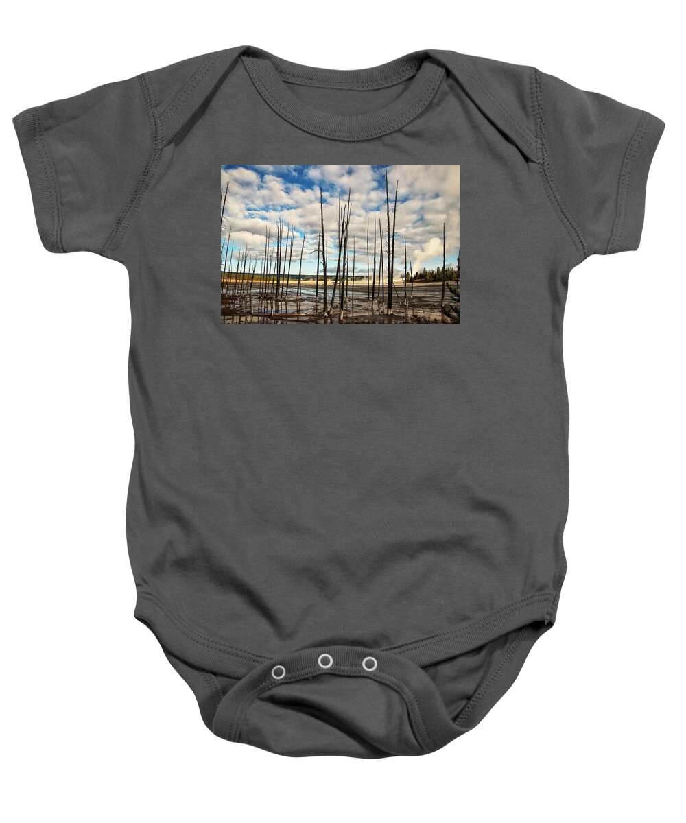 Bobby Sock Trees At Yellowstone Baby Onesie featuring the photograph Bobby Sock trees at Yellowstone by Susan Jensen