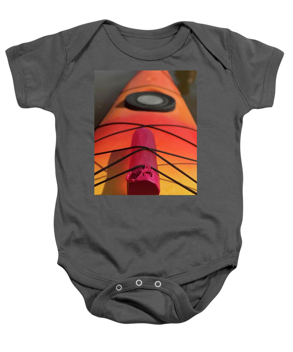 Kayak Baby Onesie featuring the photograph Bottle on a Boat by Lora J Wilson