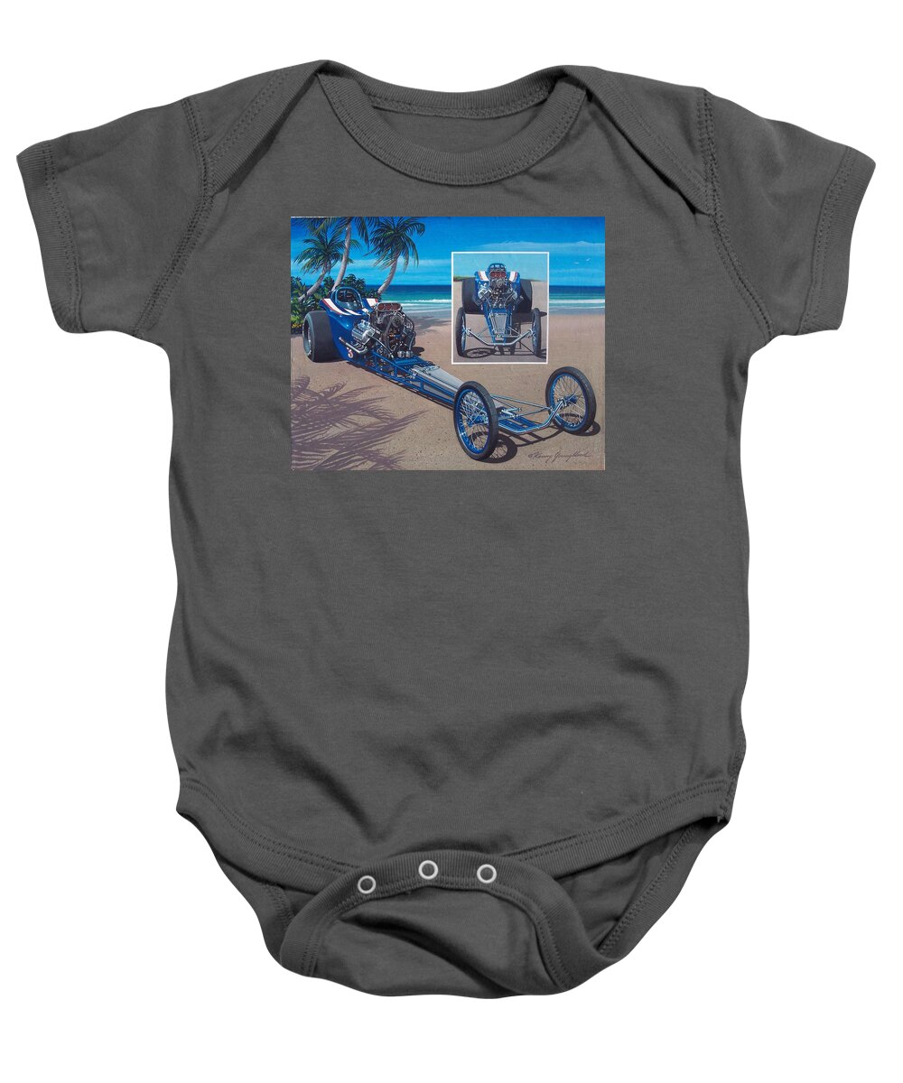  Baby Onesie featuring the painting Bucky's Modified Roadster by Kenny Youngblood