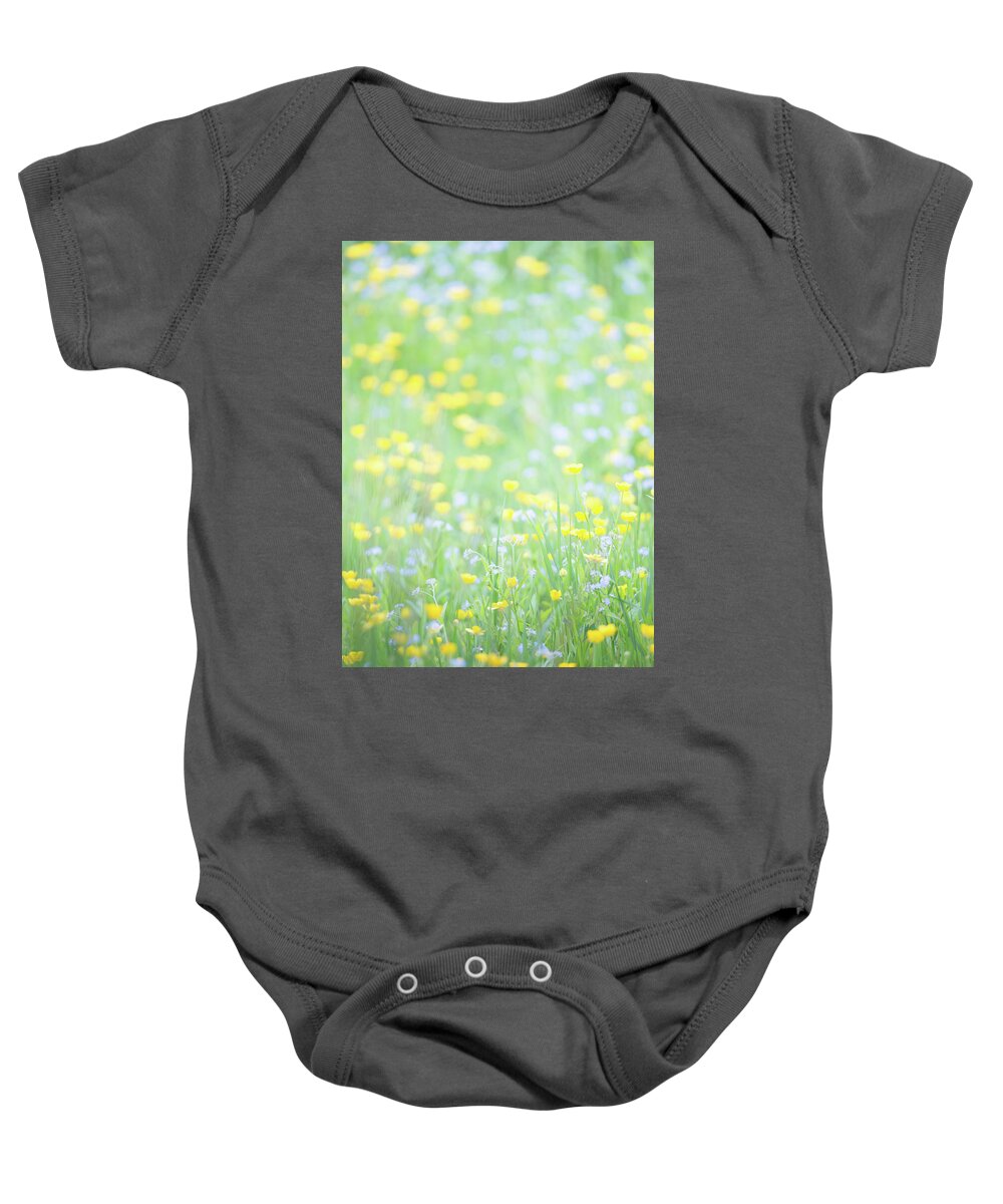  Baby Onesie featuring the photograph Buttercups and Forget-me-nots by Anita Nicholson