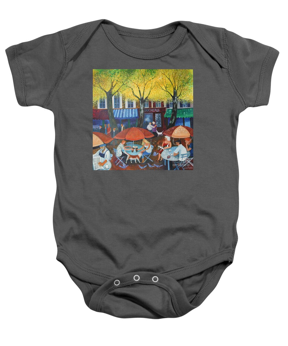 Trees Baby Onesie featuring the painting Cafe Culture by Lisa Graa Jensen