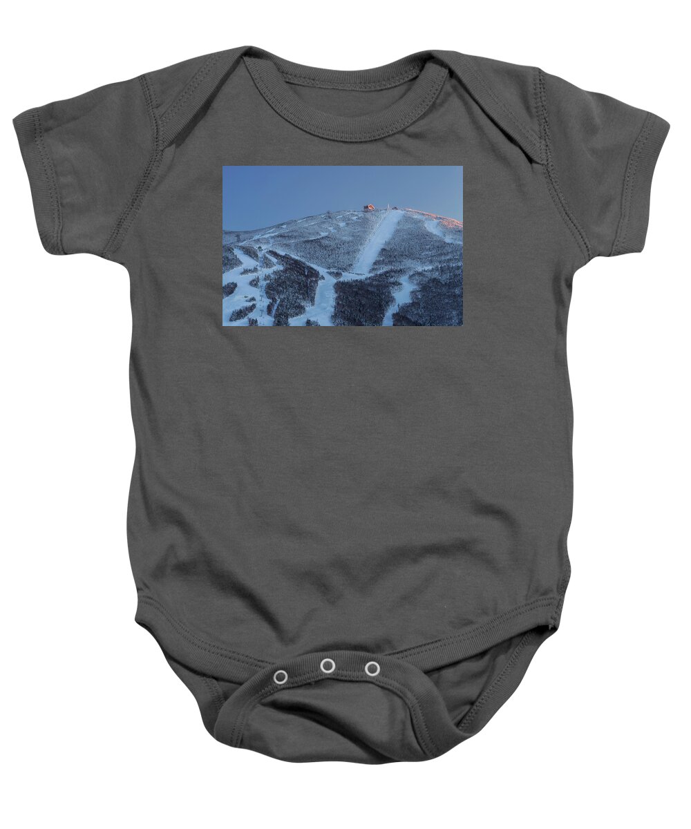 Cannon Baby Onesie featuring the photograph Cannon Mountain Sunset Frost by White Mountain Images
