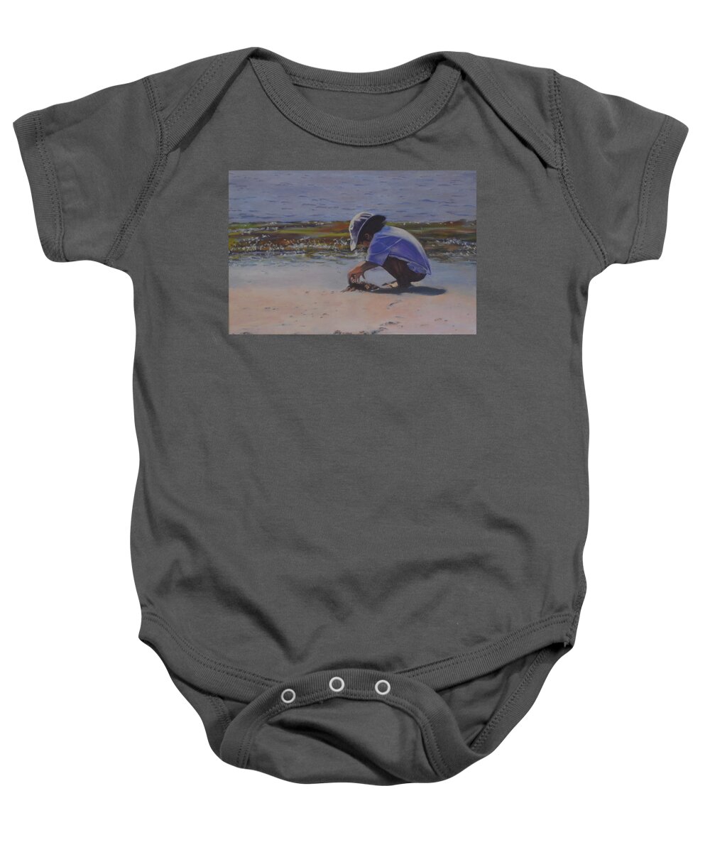 Cape Cod Boy Baby Onesie featuring the painting Cape Cod Boy by Beth Riso