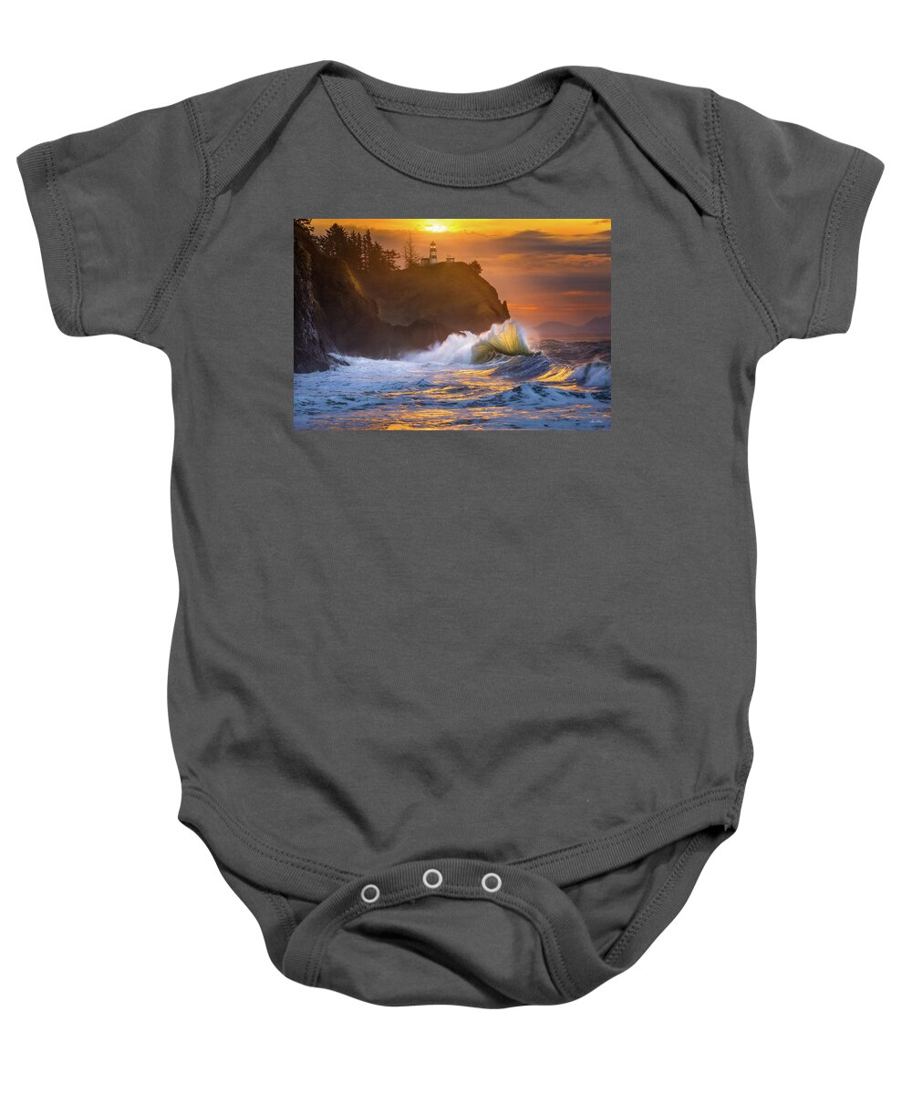 Cape Disappointment Baby Onesie featuring the photograph Cape Disappointment Sunrise by Chris Steele