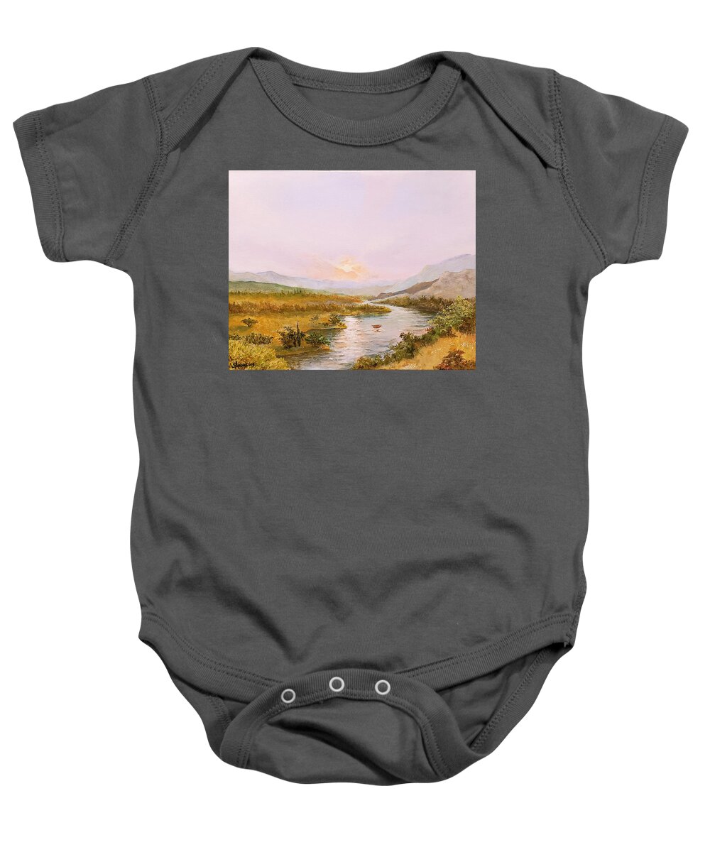Charon Baby Onesie featuring the painting Charon's Sabbatical by James Andrews