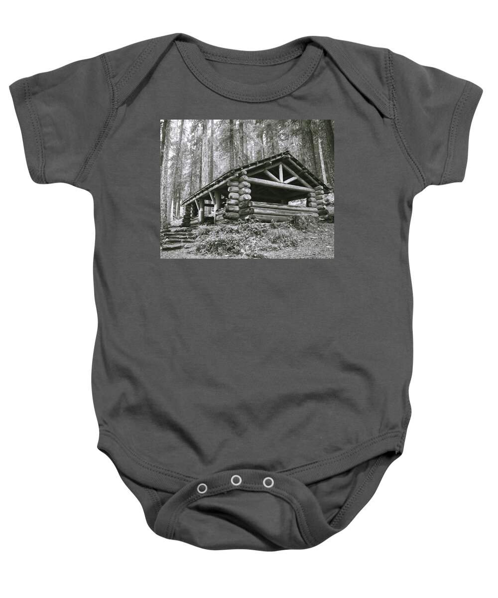 Black And White Baby Onesie featuring the photograph Clear Lake Shelter by Catherine Avilez