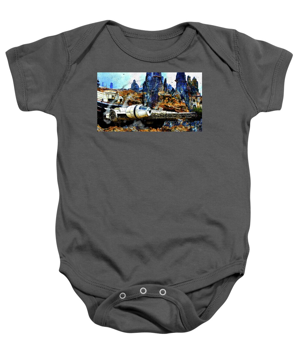 Cooling Off At Black Spire Baby Onesie featuring the painting Cooling off at Black Spire by David Lee Thompson